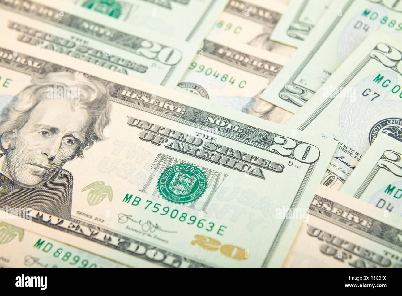 20 billets de banque en dollars américains Banque D'Images