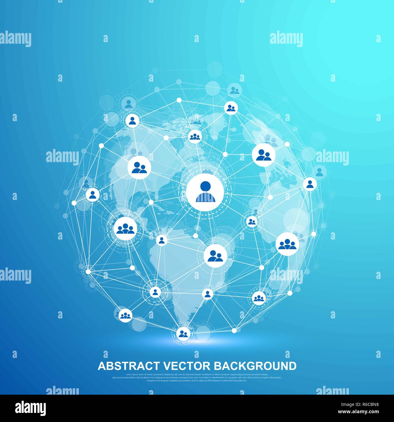 La structure globale et la connexion de données de réseau concept. Réseau social dans la communication des réseaux informatiques mondiaux. La technologie de l'Internet. L'entreprise. La science. Vector illustration. Illustration de Vecteur