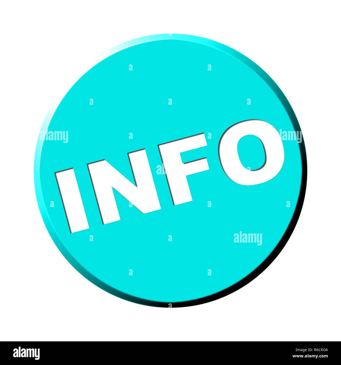 Bouton rond turquoise : info Banque D'Images