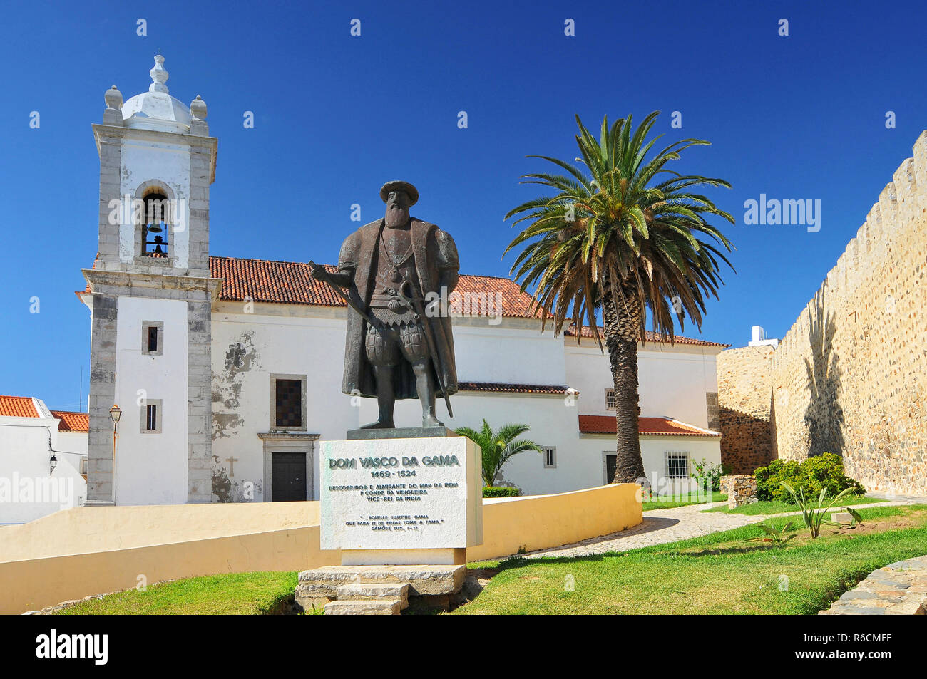 Statue de Dom Vasco Da Gama à Sines, Portugal Banque D'Images
