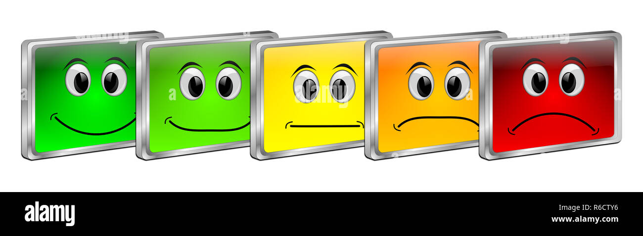 Cinq boutons de vote coloré - 3D illustration Banque D'Images