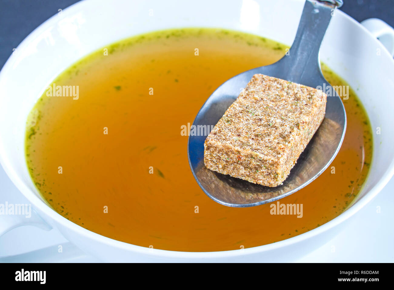 Bouillon Cube de bouillon avec Banque D'Images