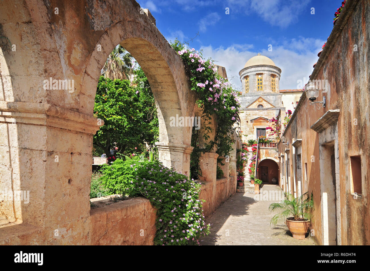 Le monastère d'Agia Triada, péninsule d'Akrotiri, l'ouest de la Crète Grèce Banque D'Images