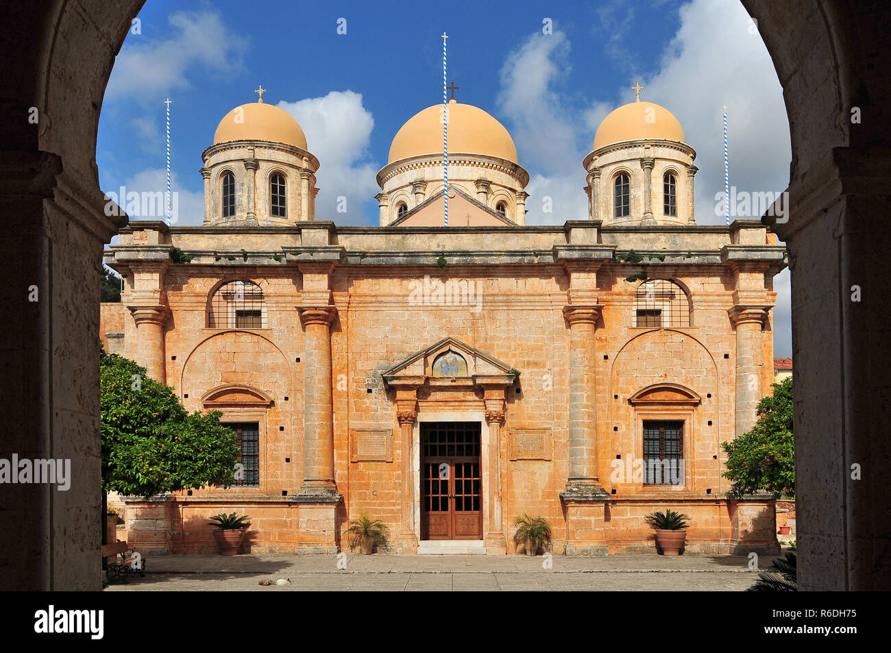 Le monastère d'Agia Triada, péninsule d'Akrotiri, l'ouest de la Crète Grèce Banque D'Images