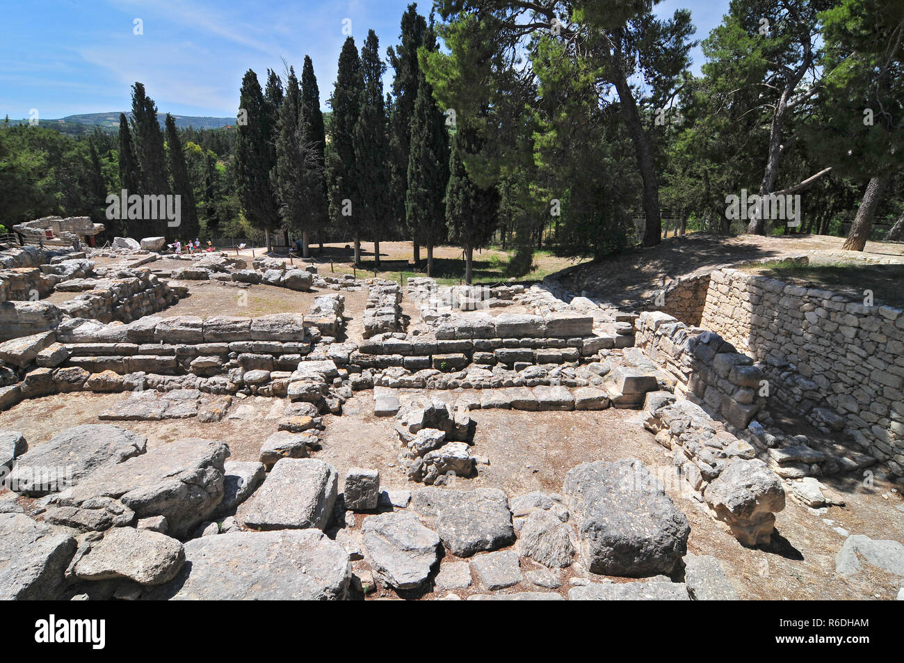 Palais Minoen de Knossos sur Méditerranée grecque de Crète partiellement reconstruites par l'archéologue anglais Arthur Evans Banque D'Images