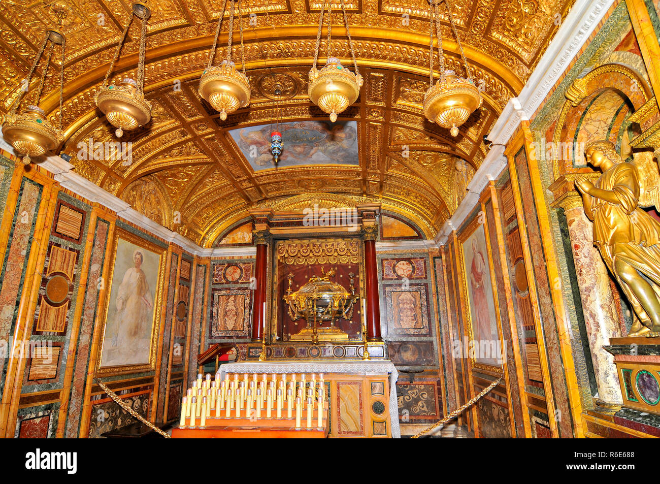 Sacra Culla, bois de la Sainte crèche de la nativité de Jésus Christ, dans la Basilique de Santa Maria Maggiore à Rome, Italie Banque D'Images