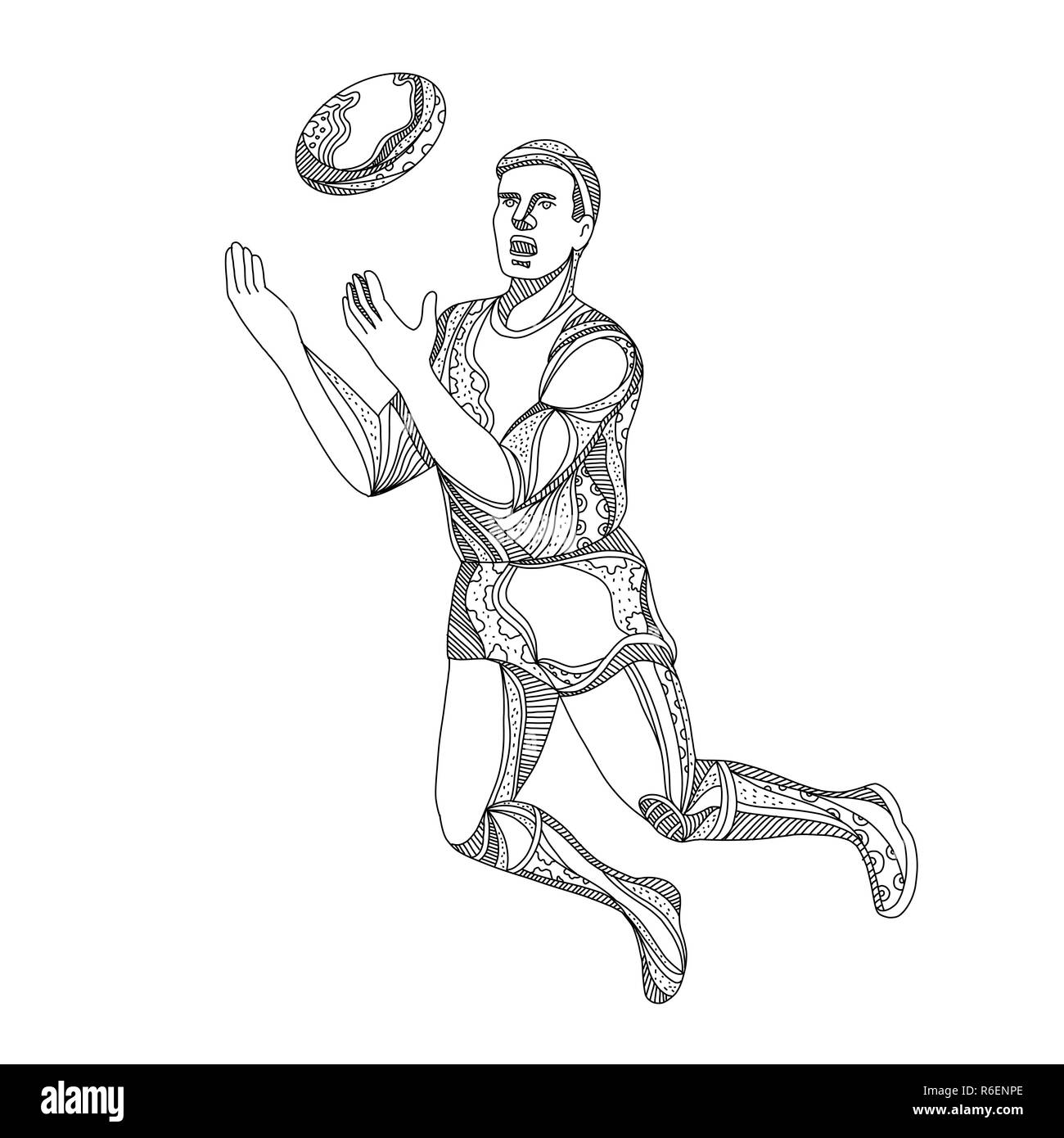 Aussie Rules Football Player Jumping Doodle Banque D'Images