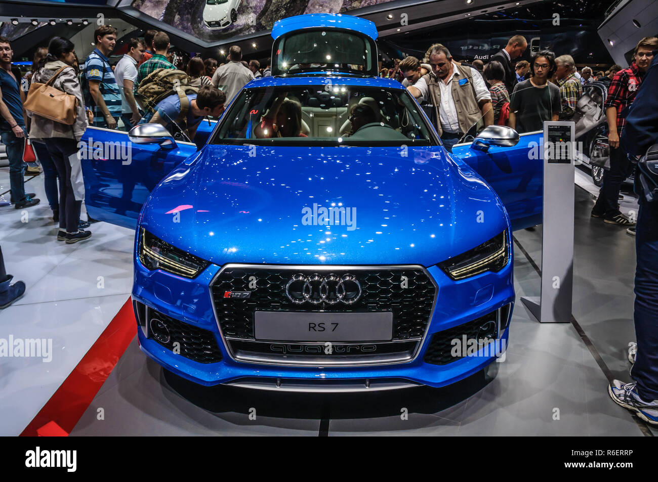 Francfort - Sept 2015 : Audi RS 7 présenté à l'IAA International Motor Show le 20 septembre 2015 à Francfort, Allemagne Banque D'Images