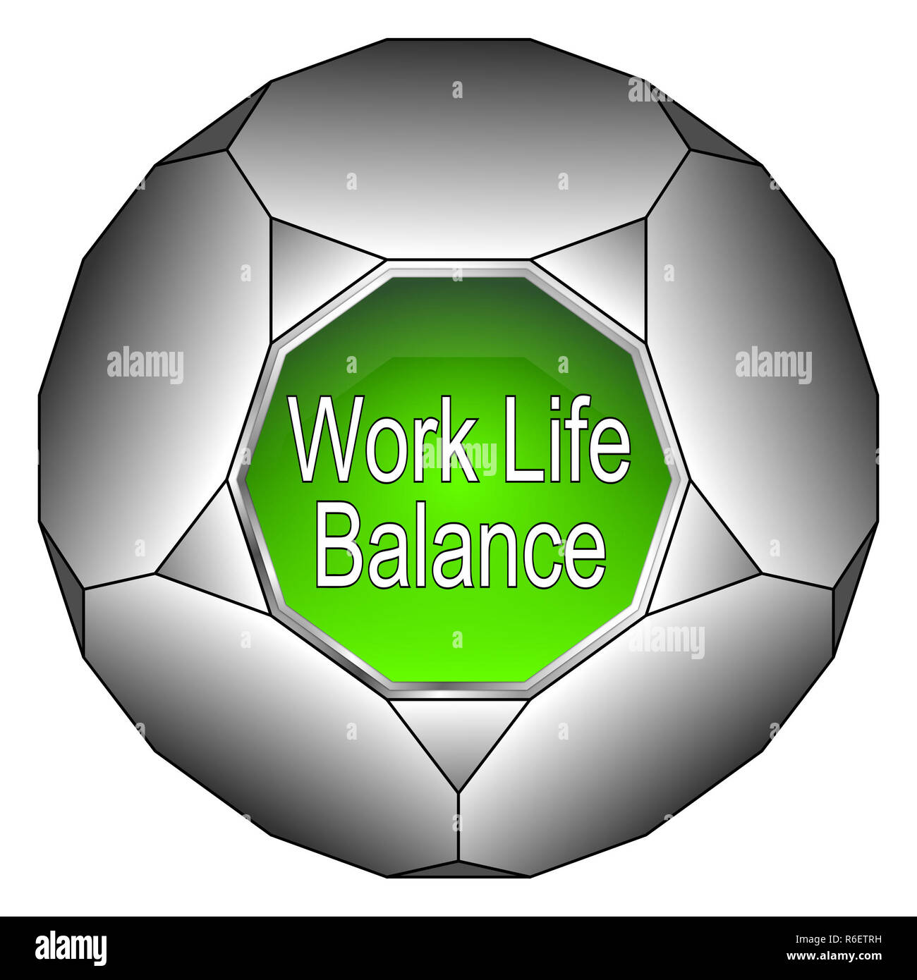 Silver green Work Life Balance - bouton 3D illustration Banque D'Images