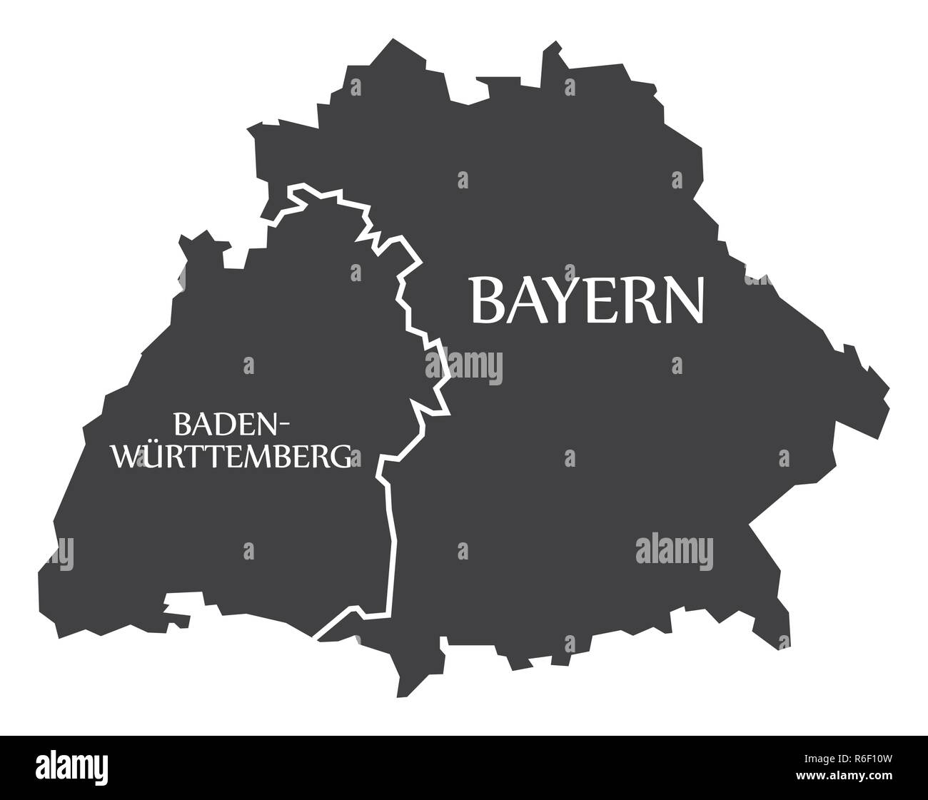 Baden Wuerttemberg - Bavière États fédéraux carte de l'Allemagne avec des titres noir Illustration de Vecteur