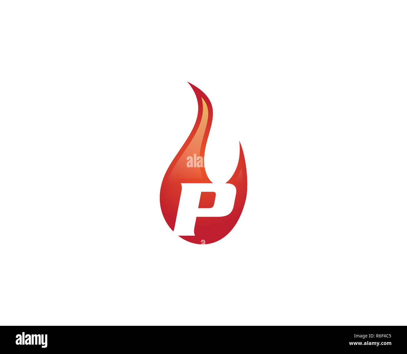 Logo flamme lettre p Banque D'Images