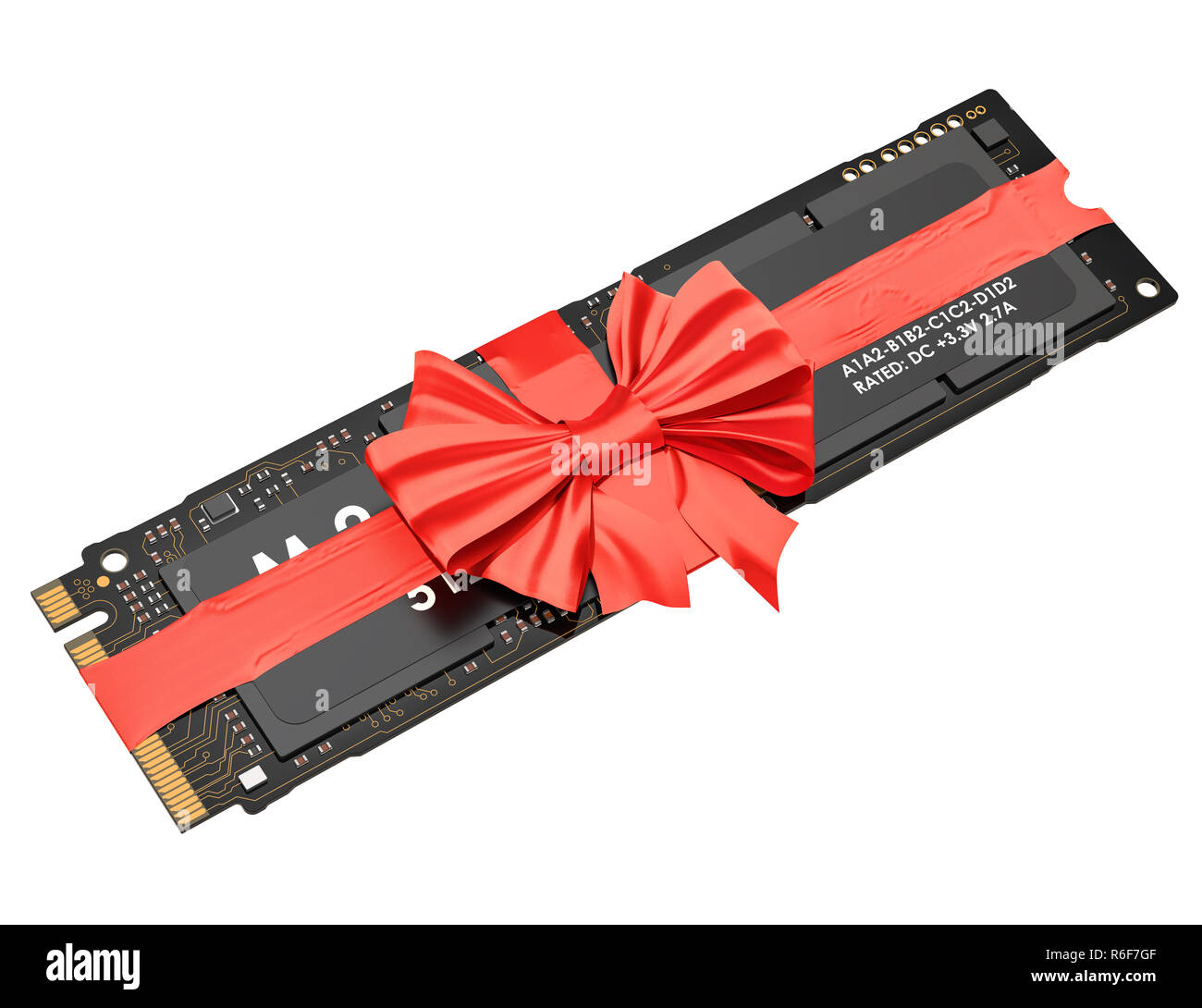 M2 avec SSD et bow ribbon, une notion. Le rendu 3D isolé sur fond blanc Banque D'Images