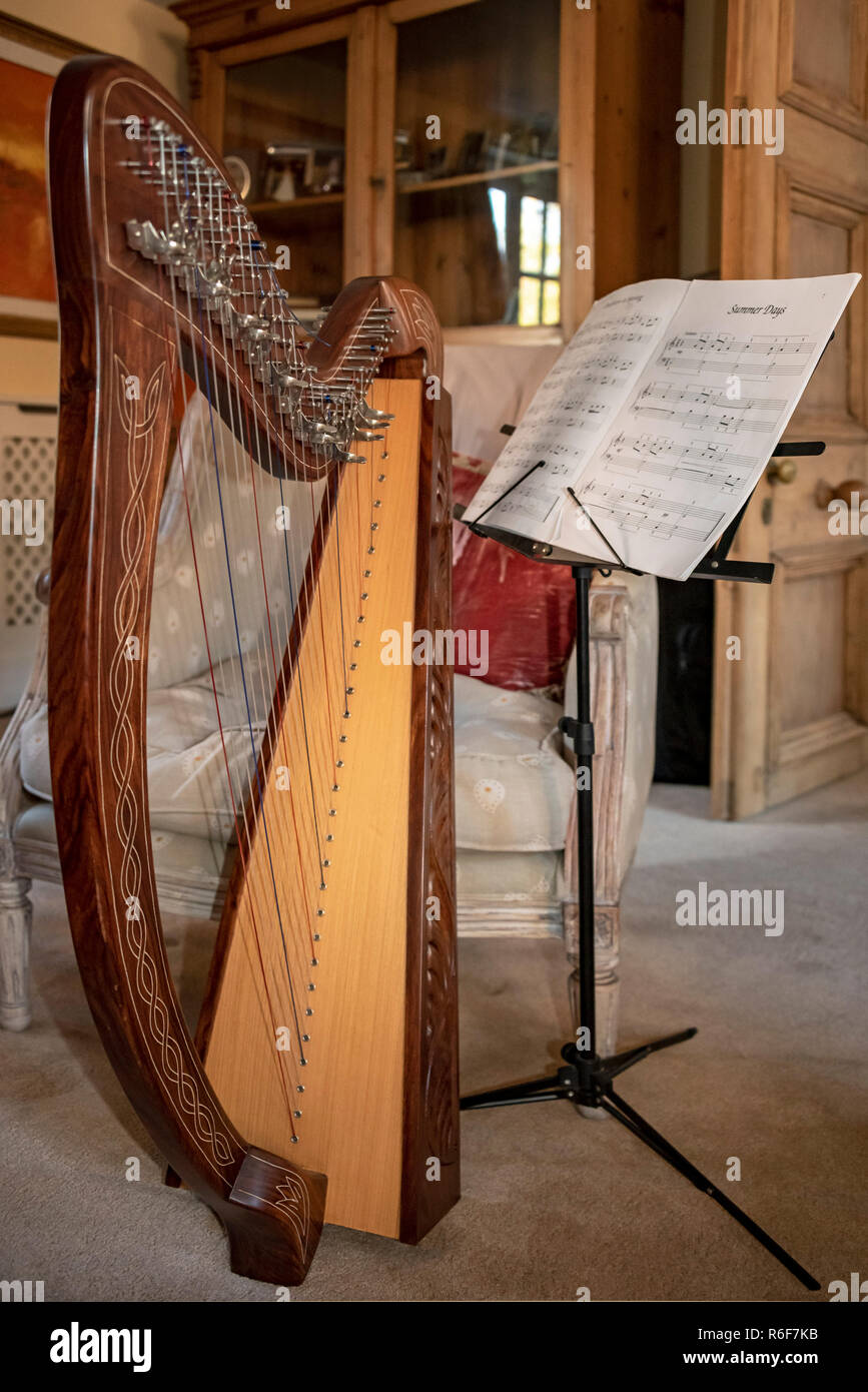 Horizontal Vertical Square portrait d'une harpe et de partitions de musique  Photo Stock - Alamy