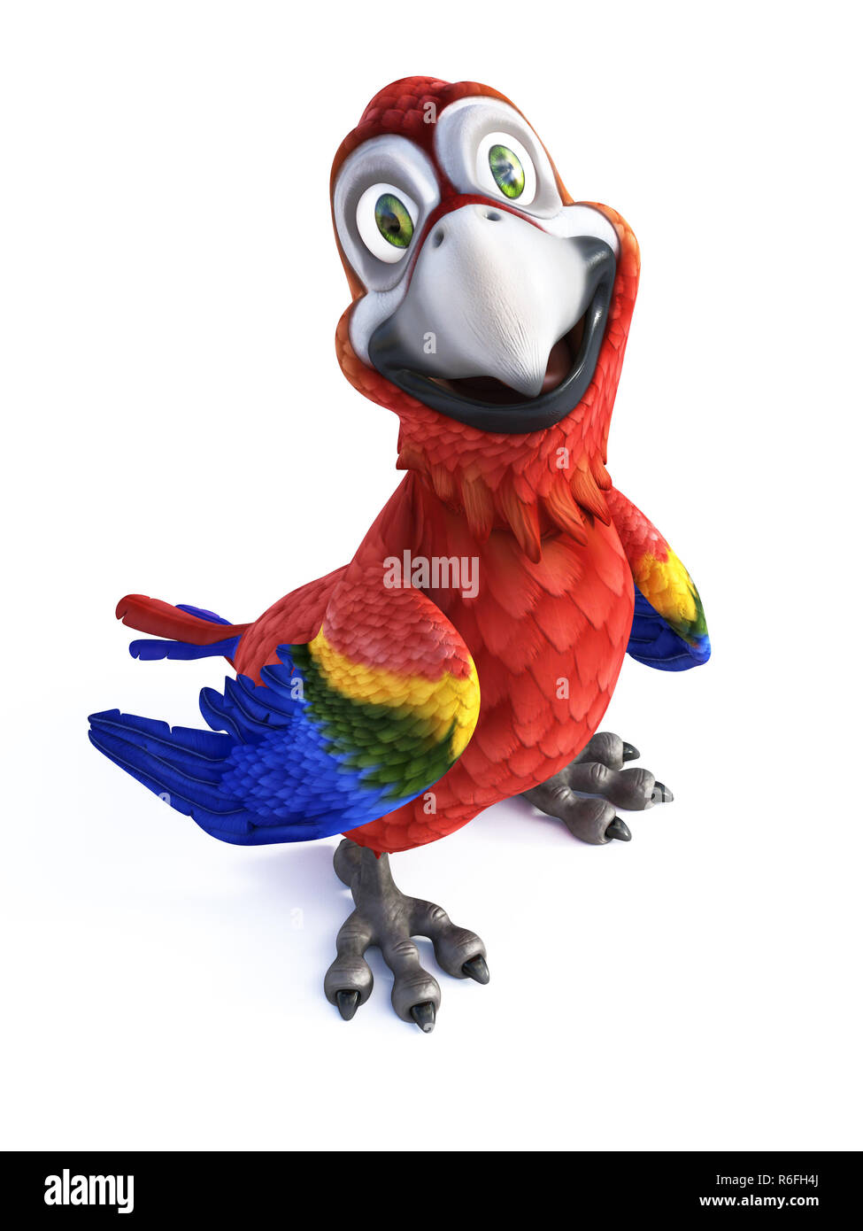 Le rendu 3D de cartoon parrot en souriant. Banque D'Images