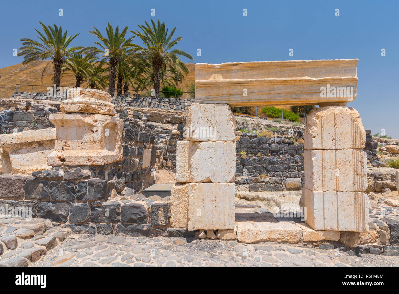 Ruines de la ville byzantine Scythopolis, tel le parc national de Beit Shean, Israël Banque D'Images