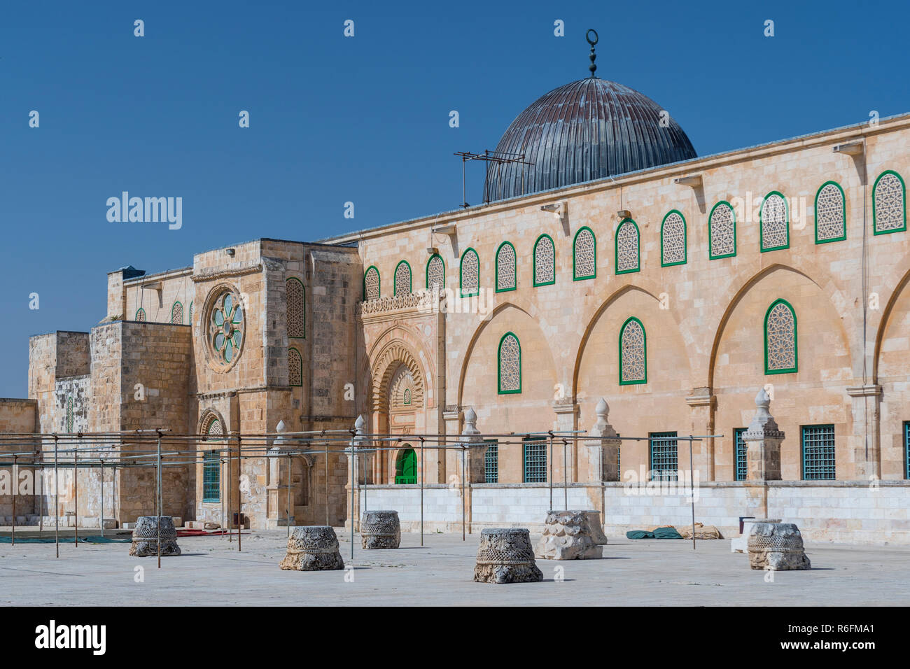 Le Culte islamique de la mosquée El Aksa au Mont du Temple (le noble sanctuaire) à Jérusalem-Est, Israël Banque D'Images