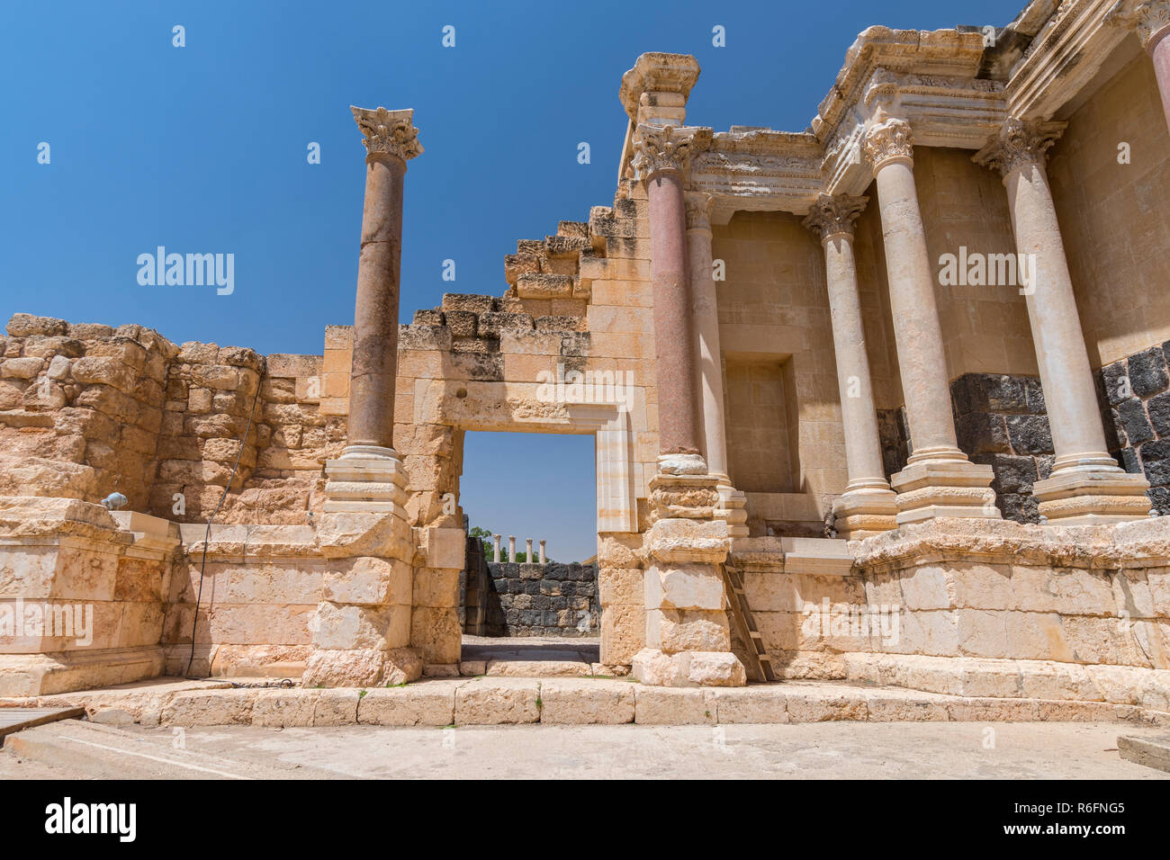 Ruines de la Décapole Ville de Scythopolis, Bet She'An Parc National, Israël, Moyen Orient Banque D'Images