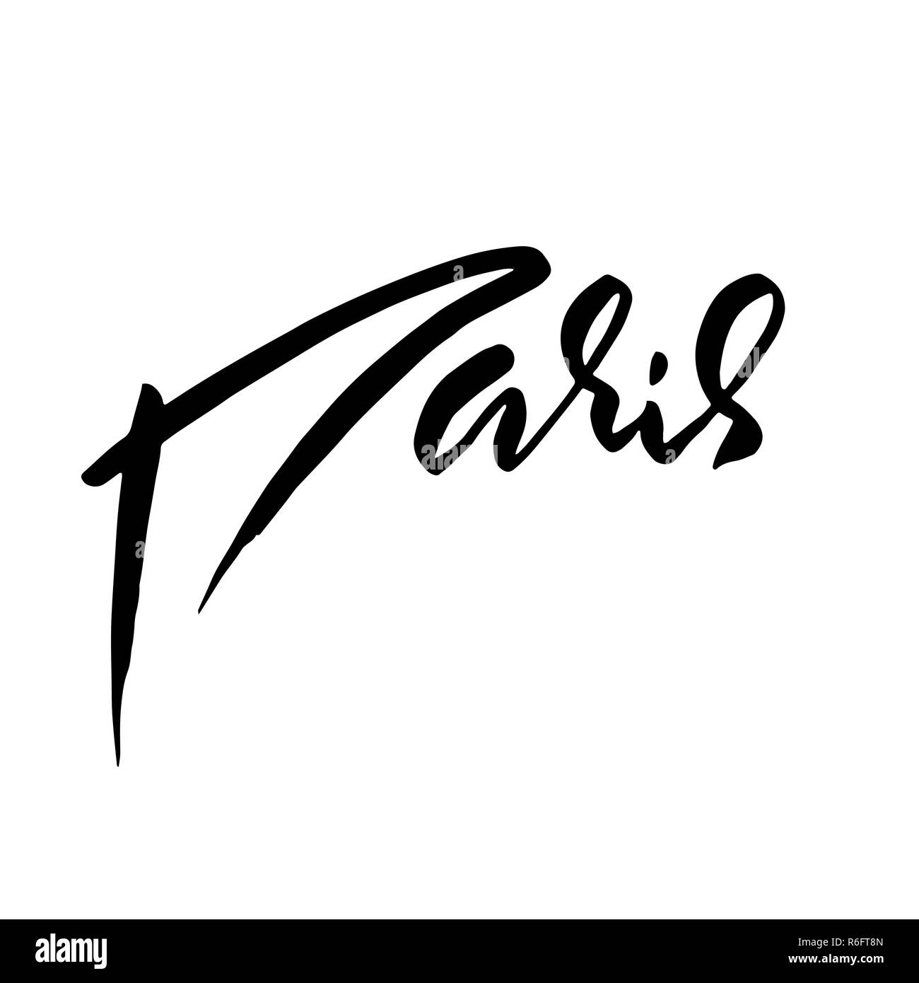 Pinceau moderne affiche manuscrite lettrage. Typographie bannière. L'inscription à la main. Paris. Vector illustration. Illustration de Vecteur