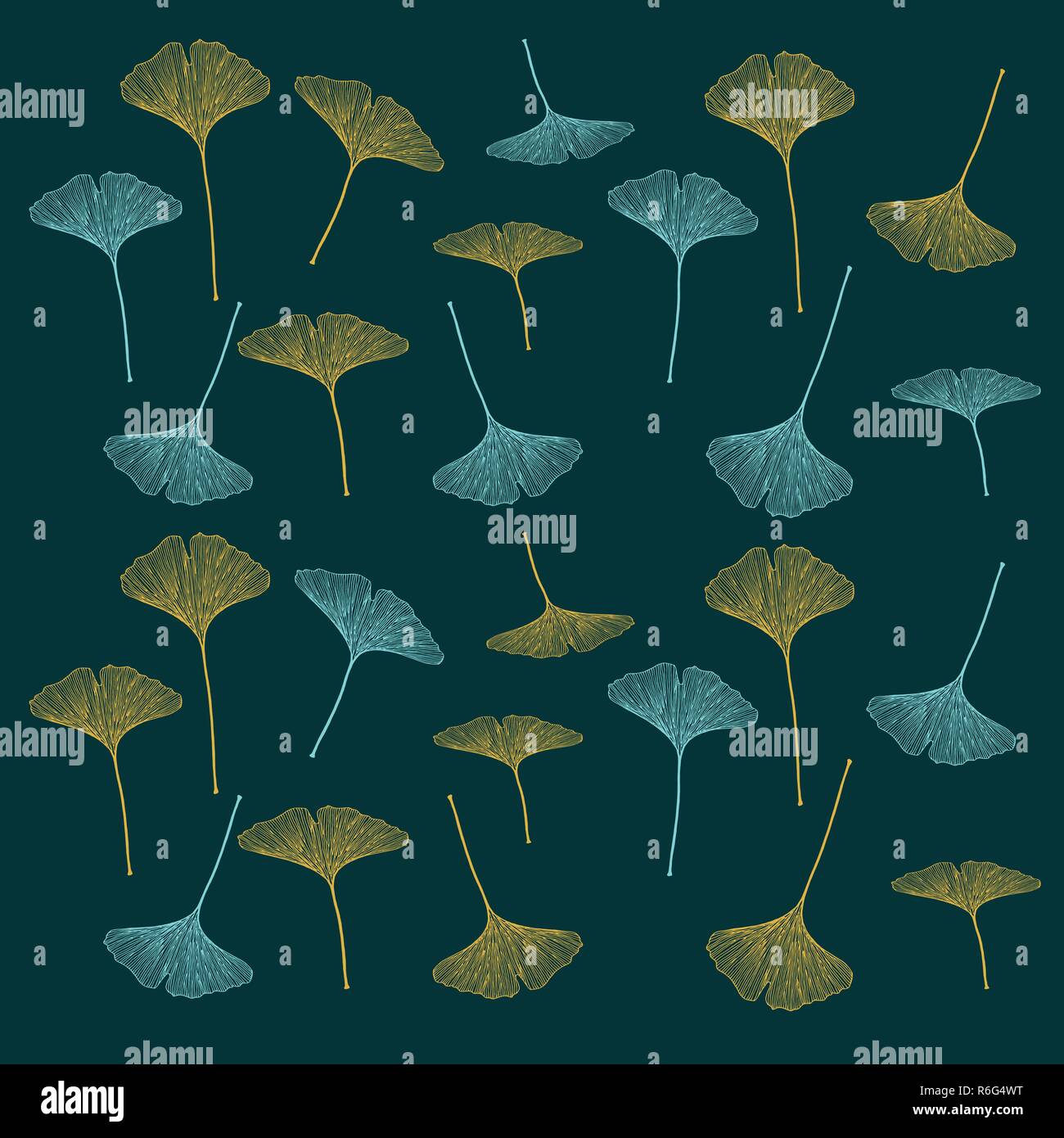 Feuilles De Ginkgo Vector Bleu Turquoise Et Jaune Palette De