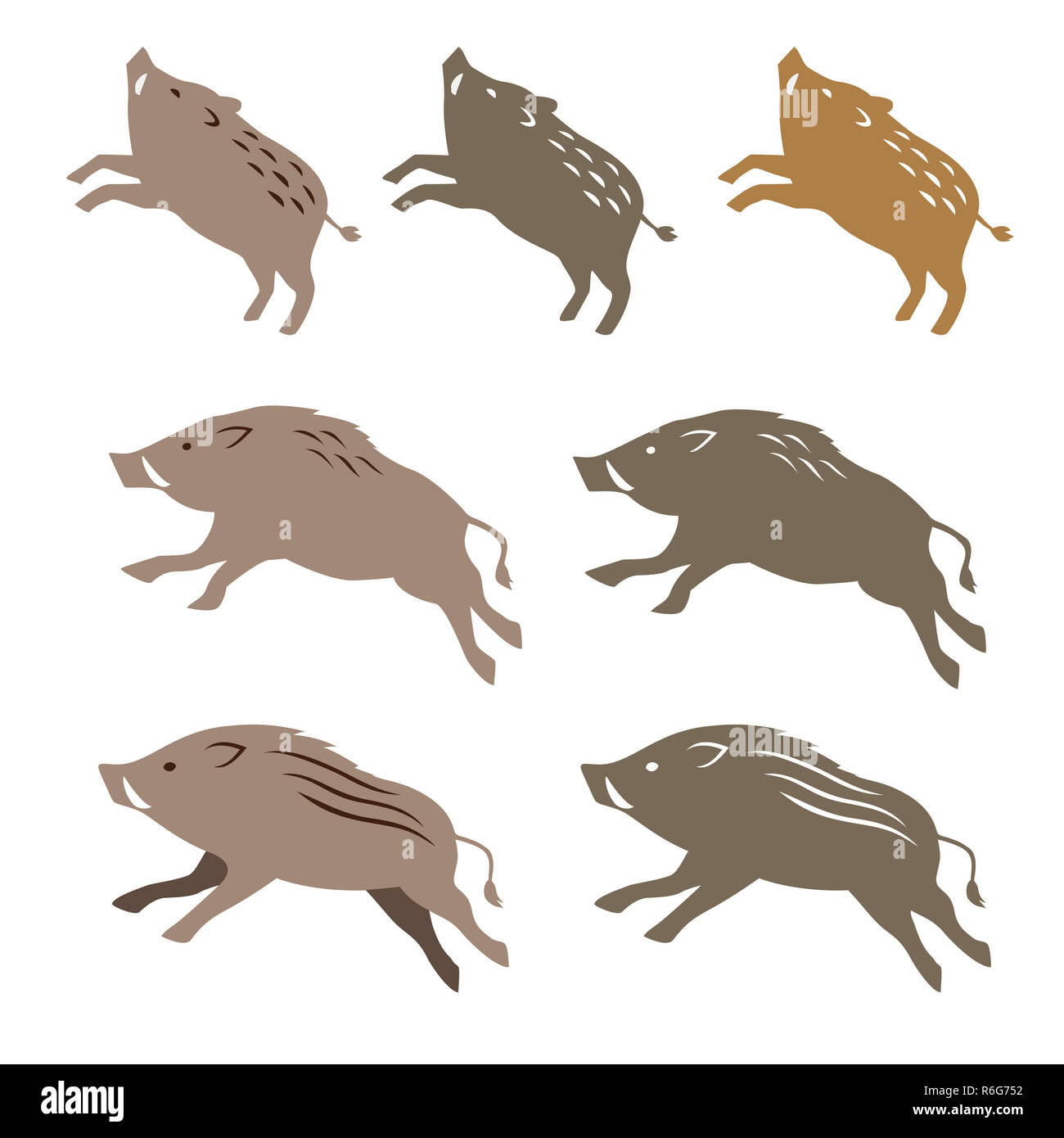 Les sangliers, les illustrations d'animaux Banque D'Images