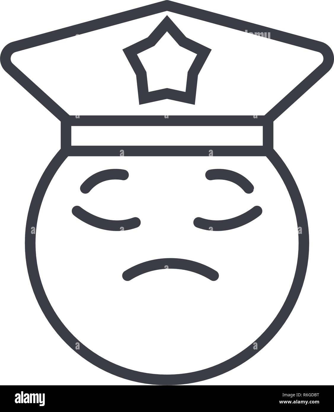 Concept line Emoji policier vecteur modifiable, concept icône. Concept Emoji policier illustration émotion linéaire Illustration de Vecteur