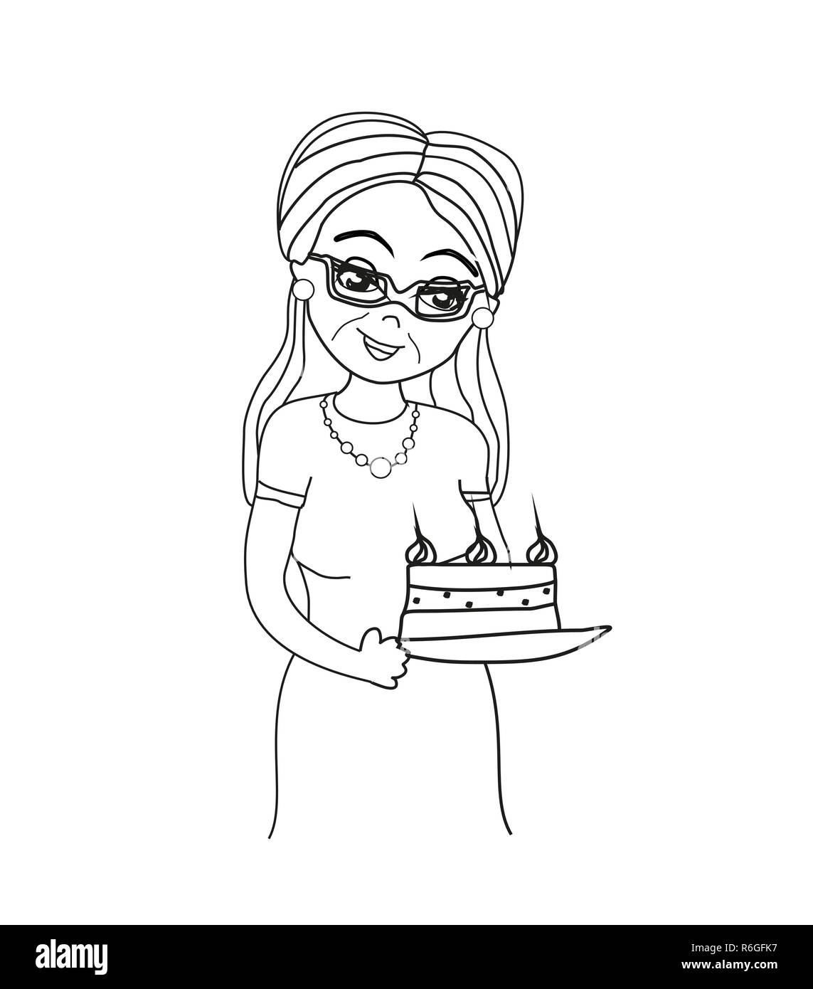 Un délicieux gâteau au four grand-mère Illustration de Vecteur