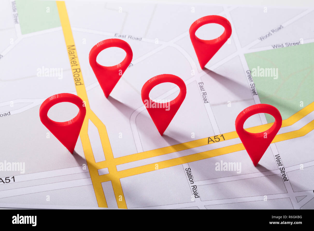 Carte de la ville avec repère géographique Photo Stock - Alamy