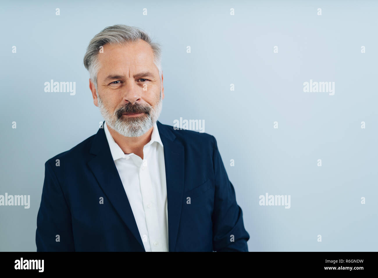 Middle Aged Homme Aux Cheveux Gris Avec Barbe Grise Looking