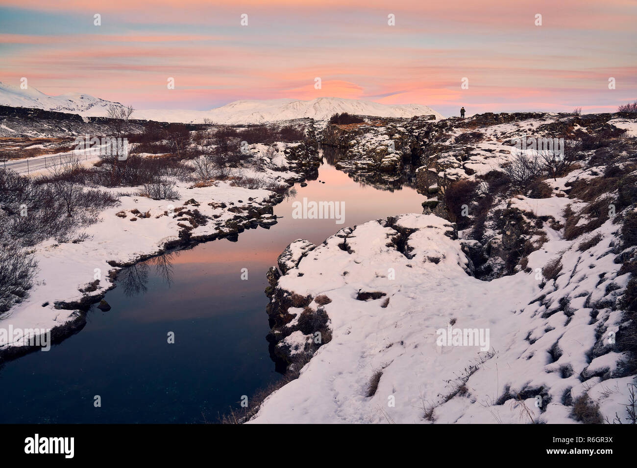 Flosagja fissure, le Parc National de Thingvellir, Islande Banque D'Images