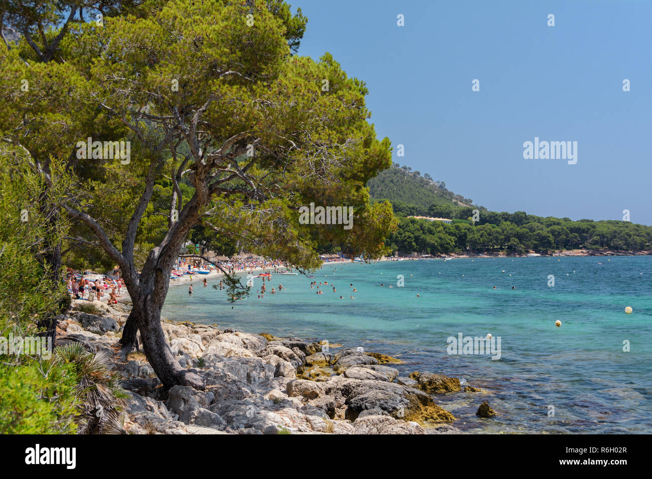 Mallorca, Espagne - Juillet 19, 2013 : Avis de Playa de Formentor (Playa de Formentor) Banque D'Images