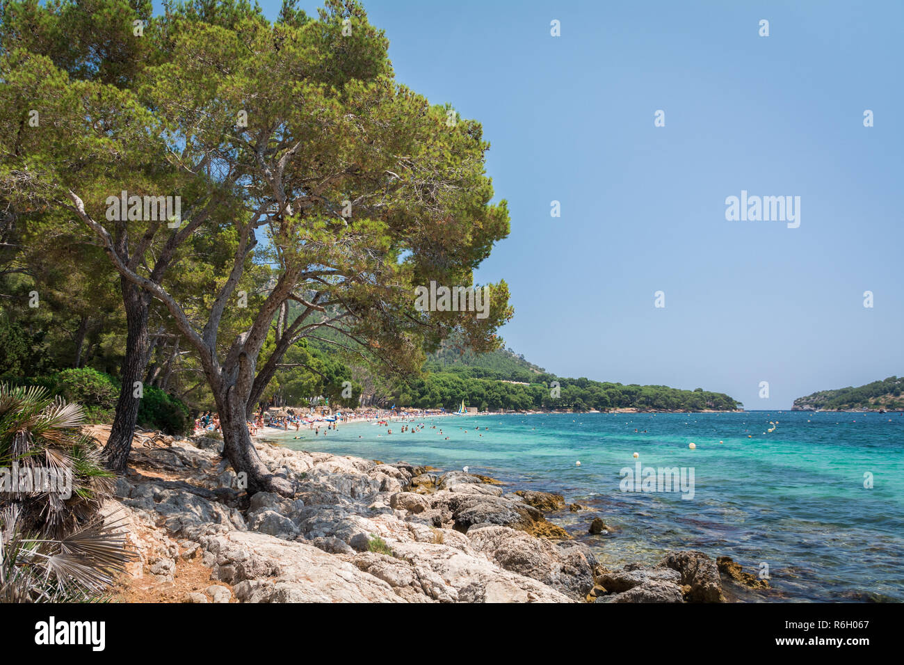 Mallorca, Espagne - Juillet 19, 2013 : Avis de Playa de Formentor (Playa de Formentor) Banque D'Images