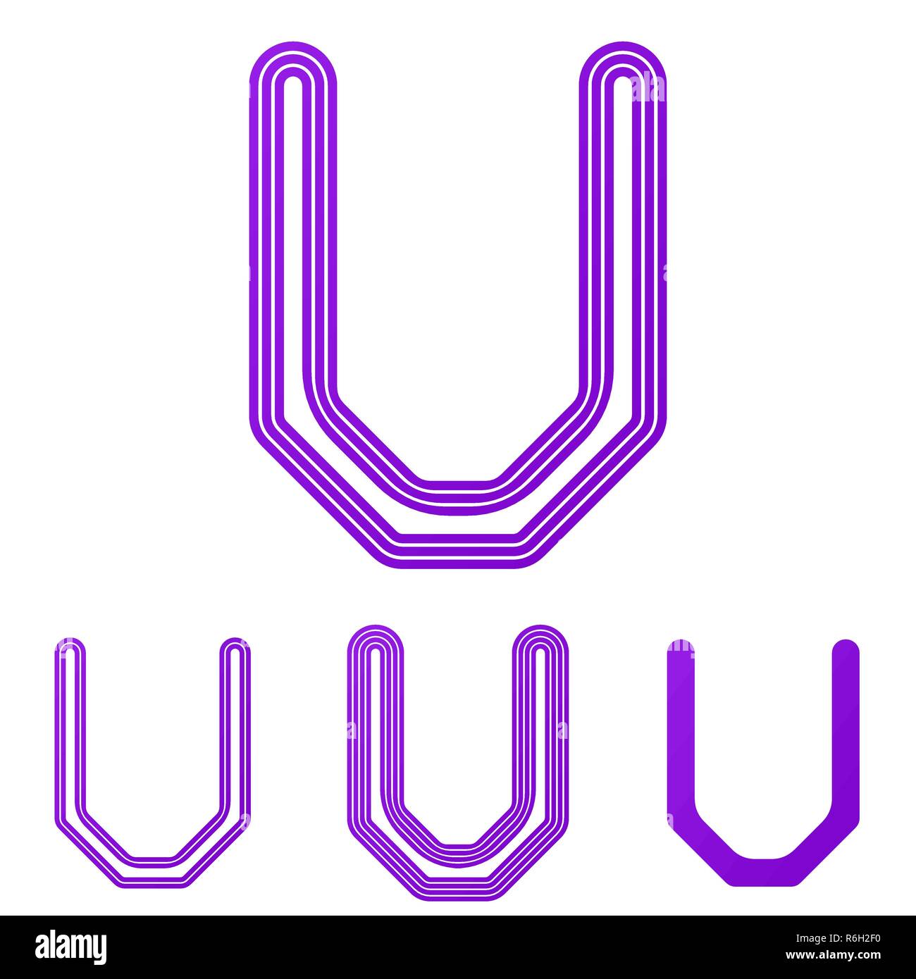 Ligne violette u logo design set Illustration de Vecteur