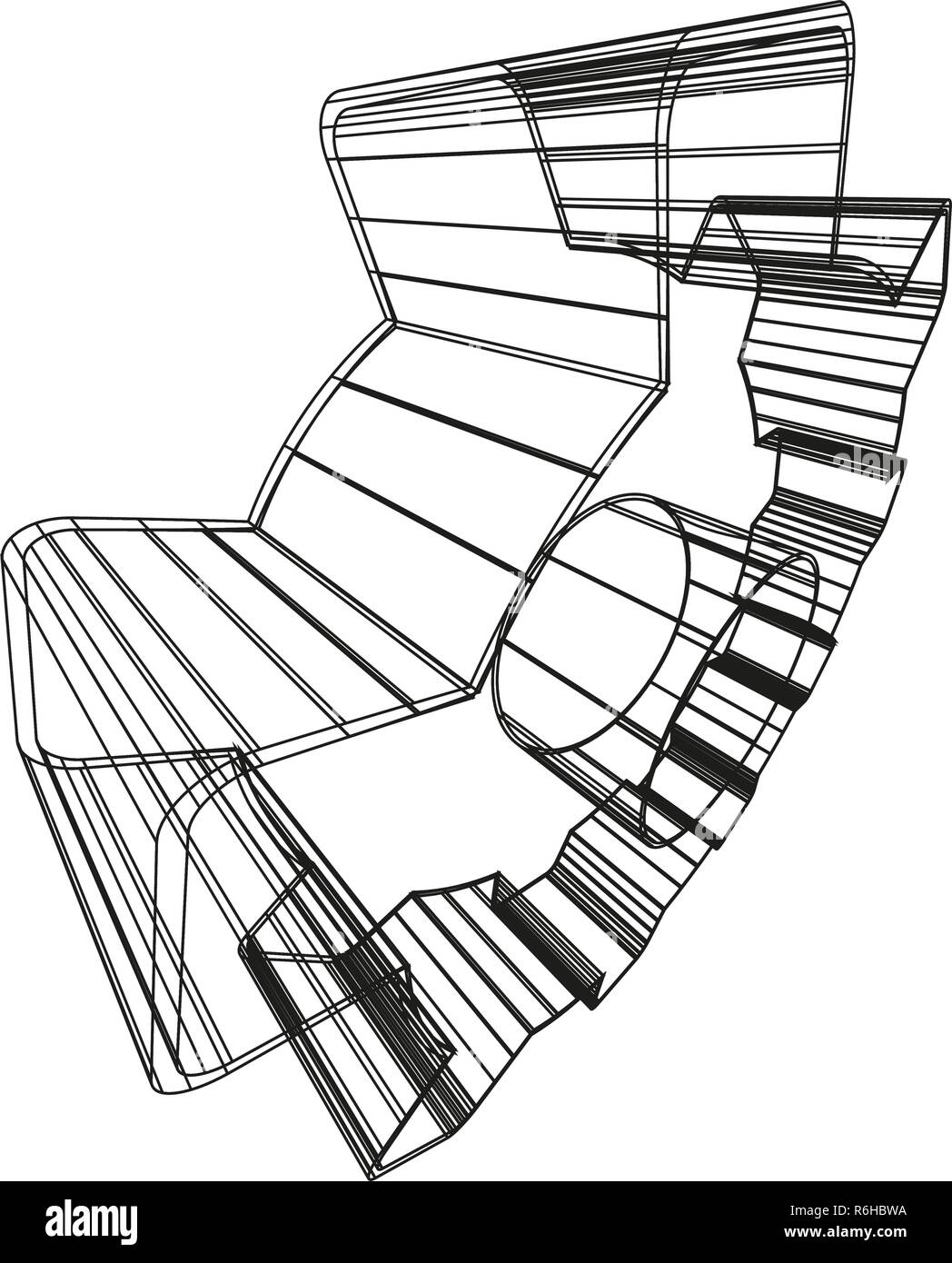 Wireframed la roue dentée en perspective - Vector Illustration de Vecteur