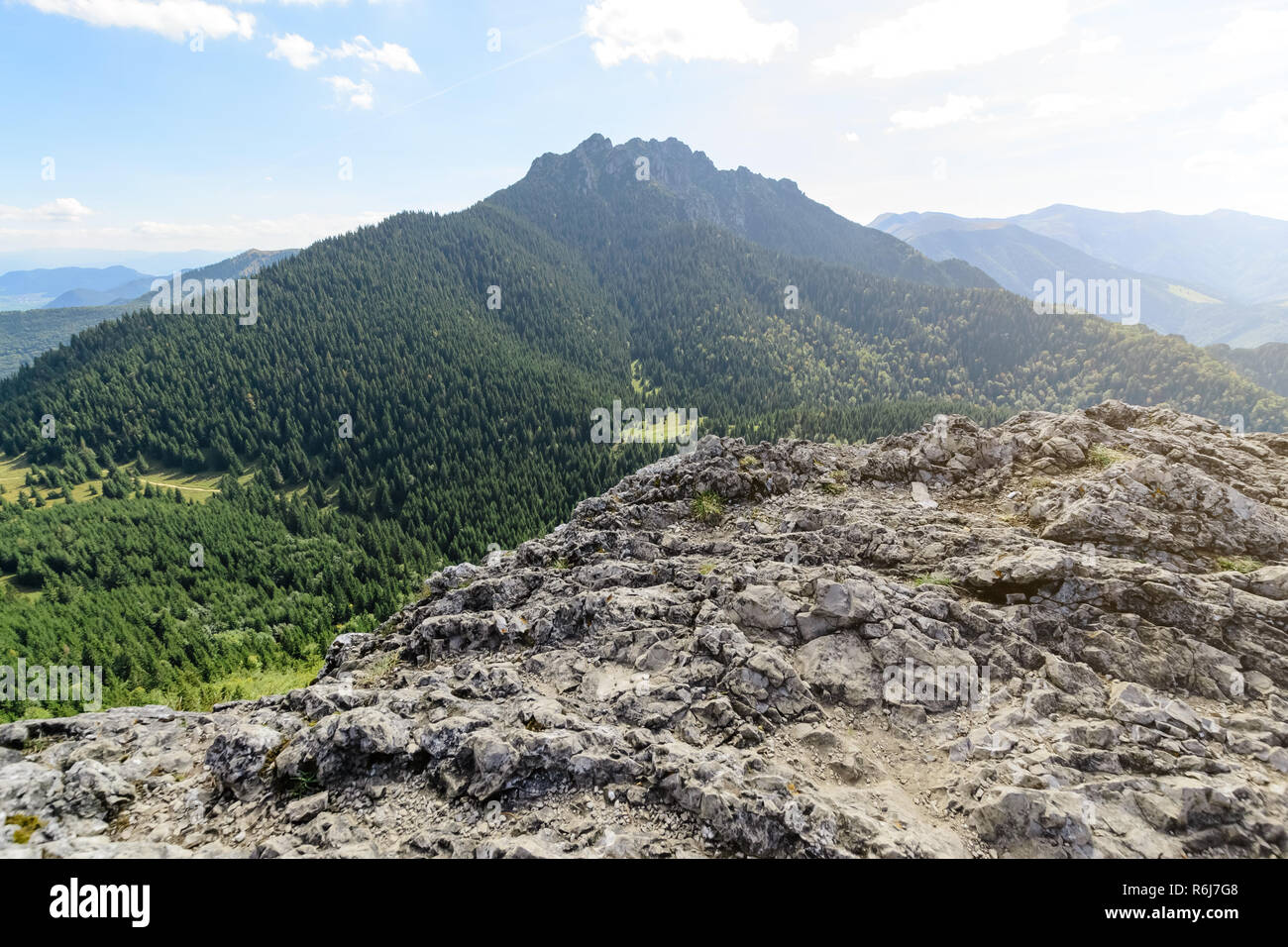 Grand (Grand) Rozsutec hill, vue depuis le petit Rozsutec Hill dans le parc national de Mala Fatra, en Slovaquie. Banque D'Images