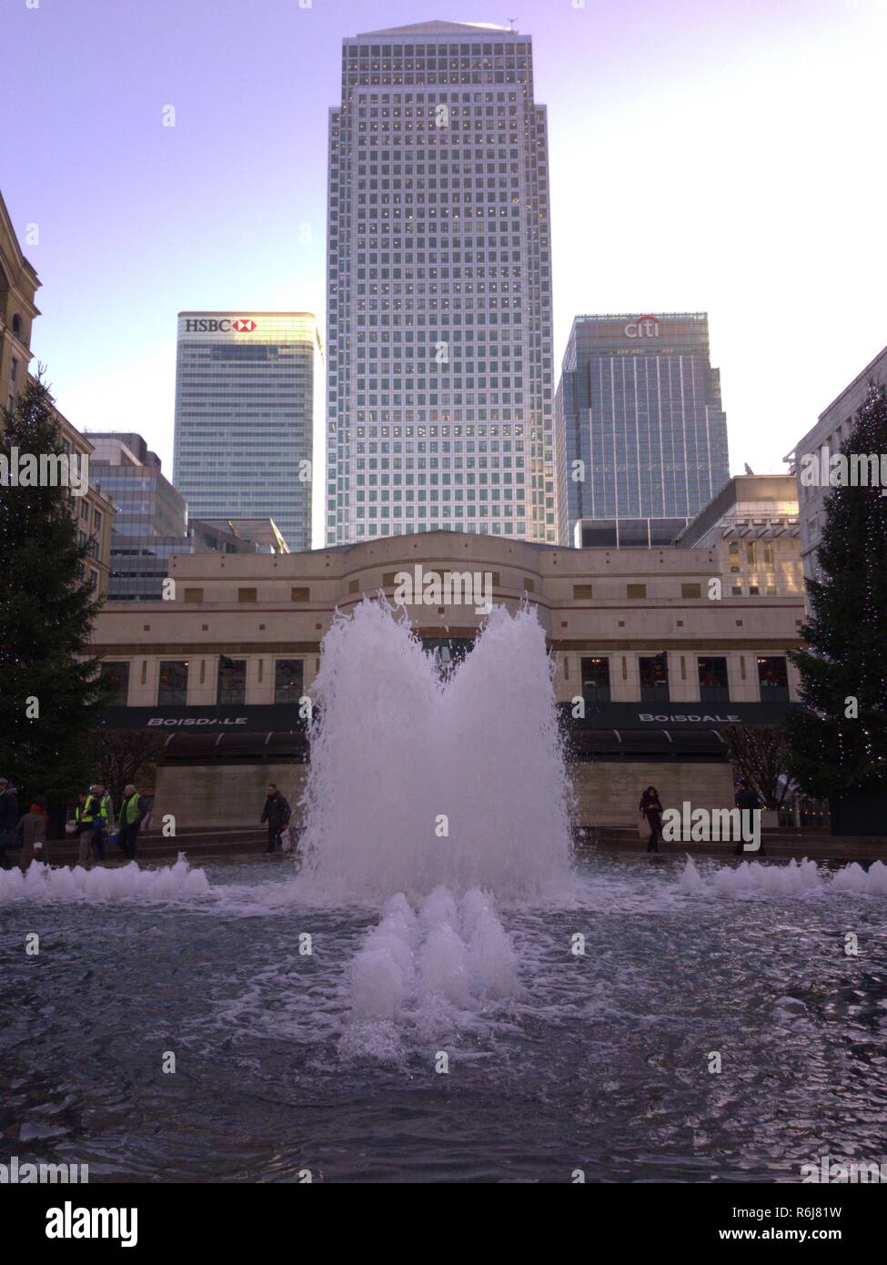 One Canada Square, HSBC et Citi Bank tower blocks dans Canary Wharf Londres Banque D'Images