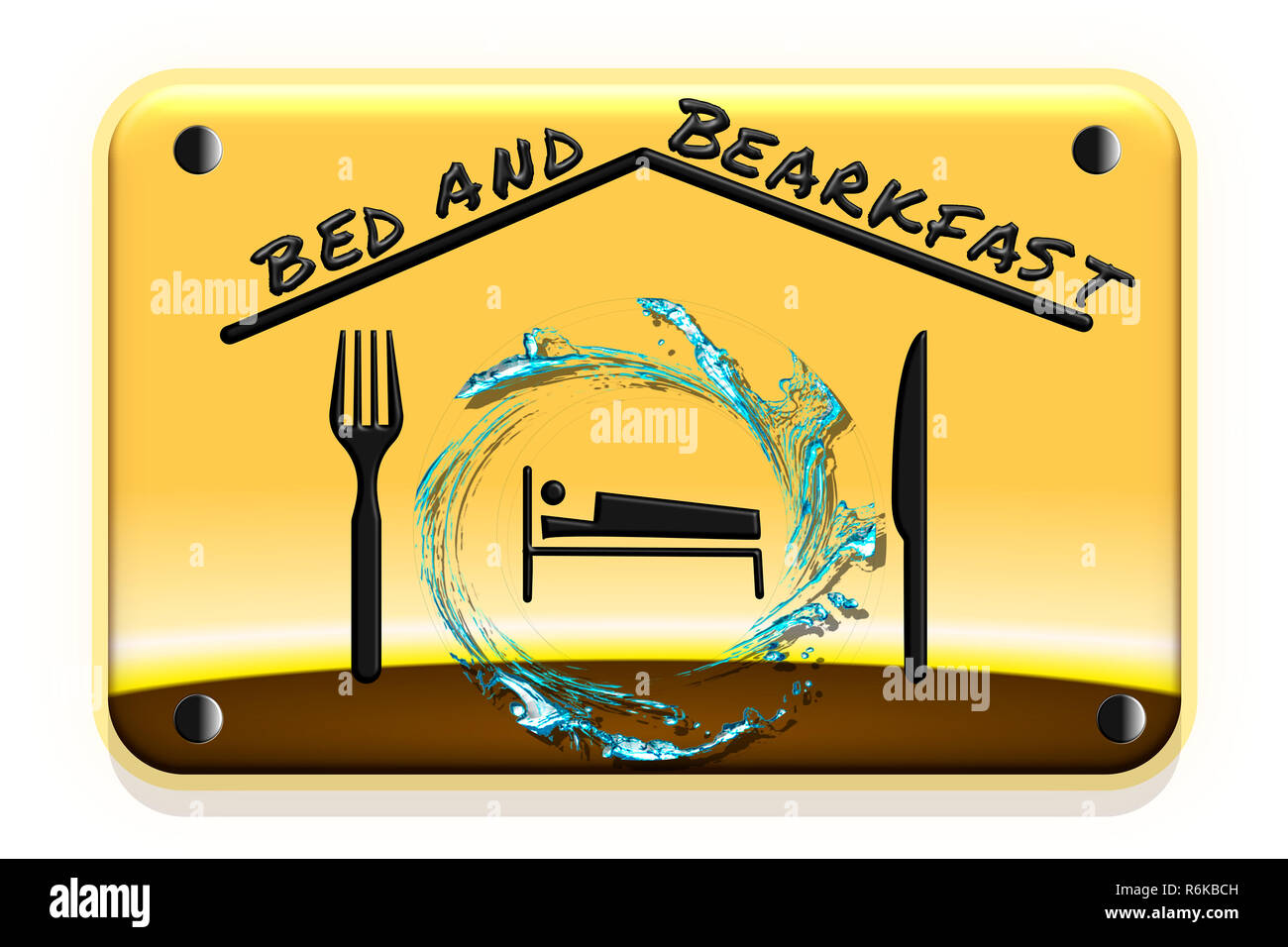 Illustration d'une signalisation routière avec gradient background. Concept de bed and breakfast. Banque D'Images