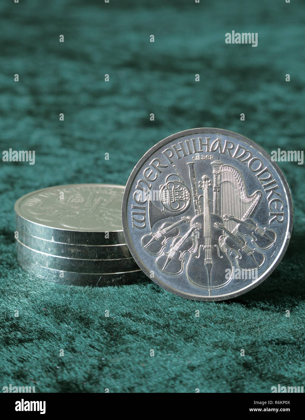 1 once Troy d'argent massif pur Philharmonic autrichien Coins Banque D'Images