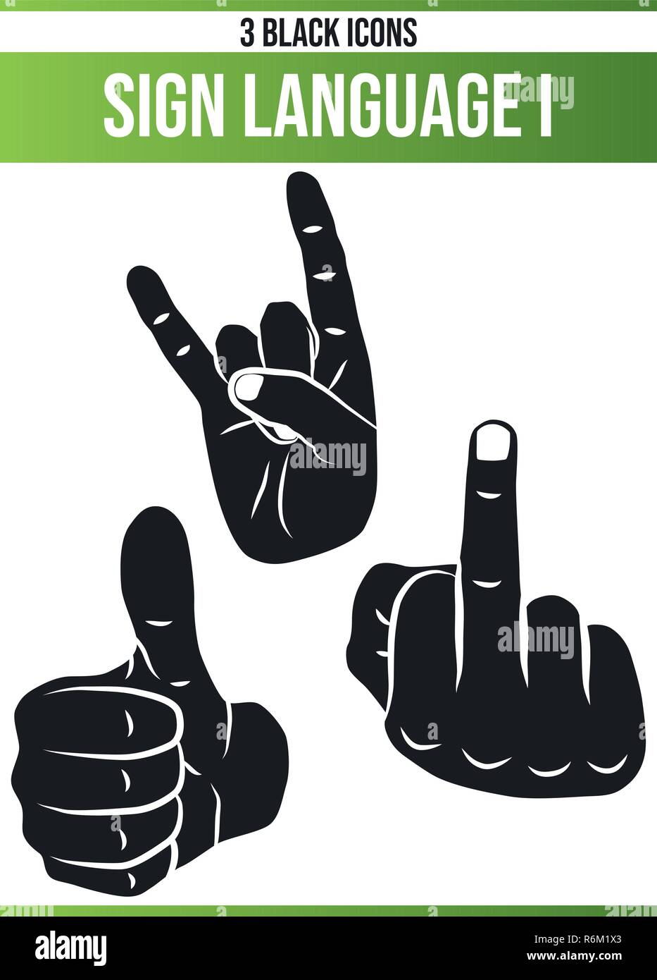 Pictogrammes noir / icônes sur la langue des signes. Toute la collection est parfaite pour les gens créatifs et concepteurs qui ont besoin le thème des mains dans leur des graphiques Illustration de Vecteur