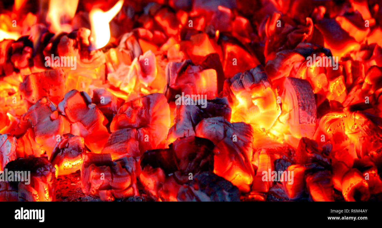 La combustion du charbon, soft focus. L'arrière-plan, textures, résumé Banque D'Images