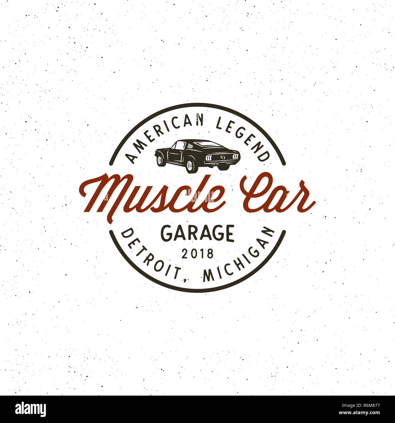 Vintage muscle car garage logo. vector illustration Photo Stock - Alamy