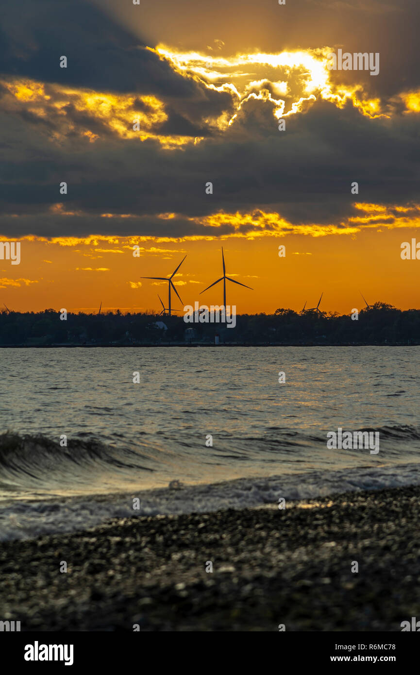 Coucher du soleil sur le lac Érié Banque D'Images