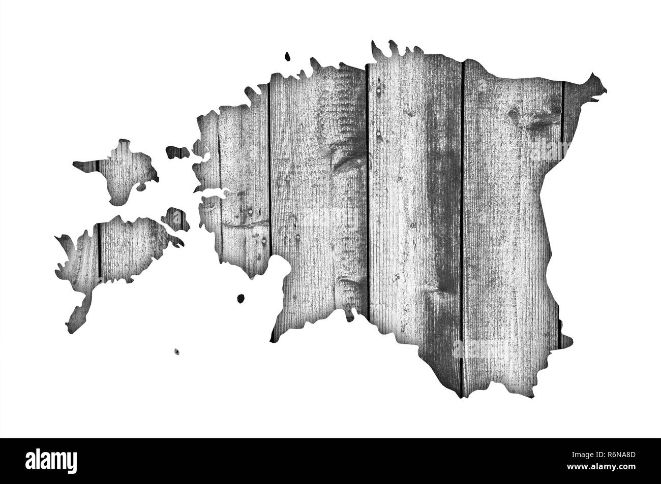 La carte de l'Estonie sur Weathered Wood Banque D'Images