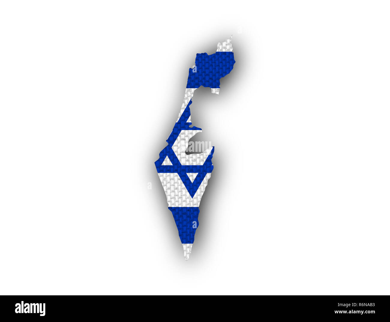 La carte et drapeau d'Israël sur le vieux linge de maison Banque D'Images