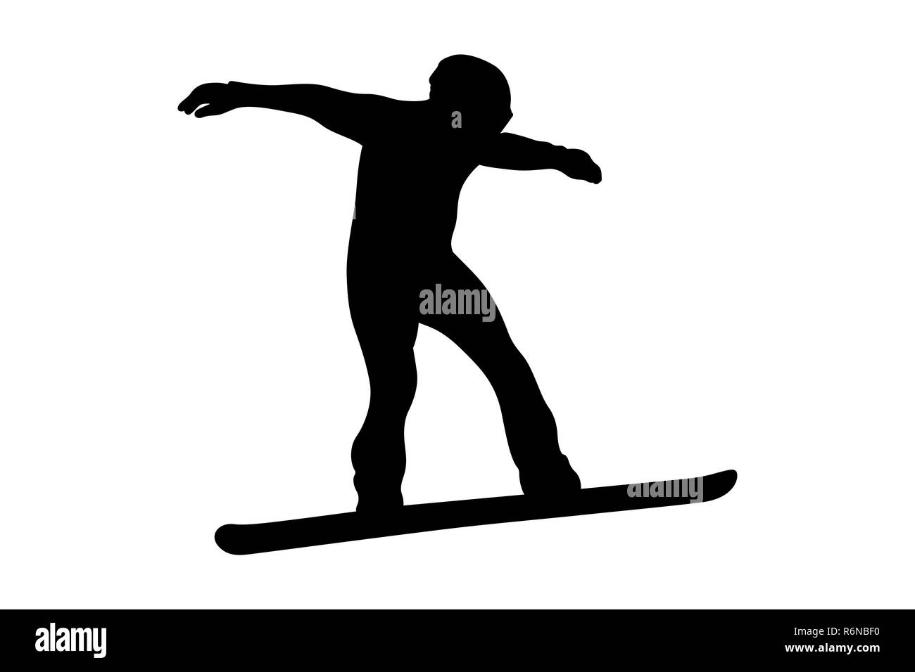 Sport d'hiver snowboard rider snowboard en silhouette noire Banque D'Images