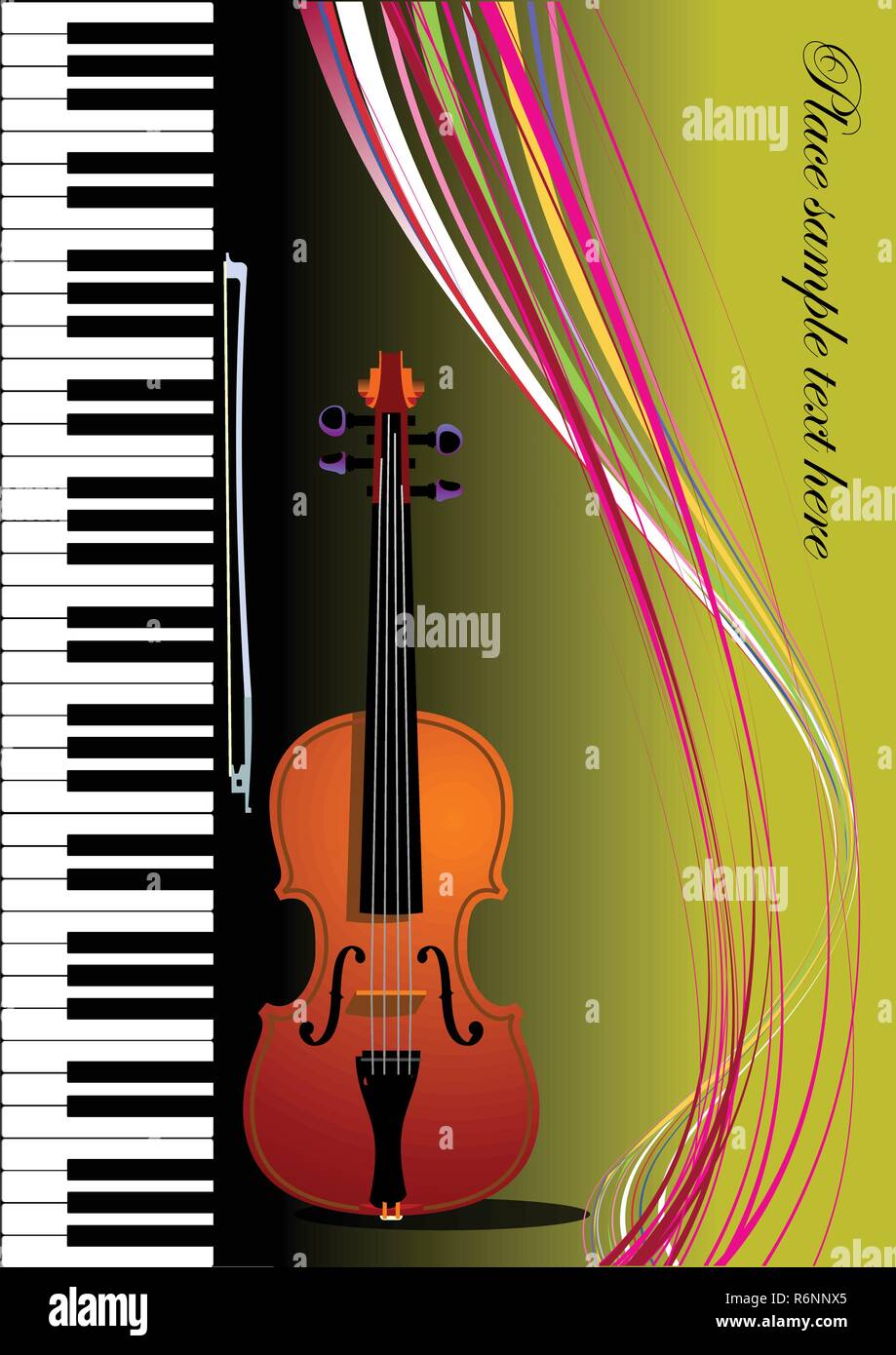 Le piano avec violon. Vector illustration couleur. Couvrir pour réserver Illustration de Vecteur