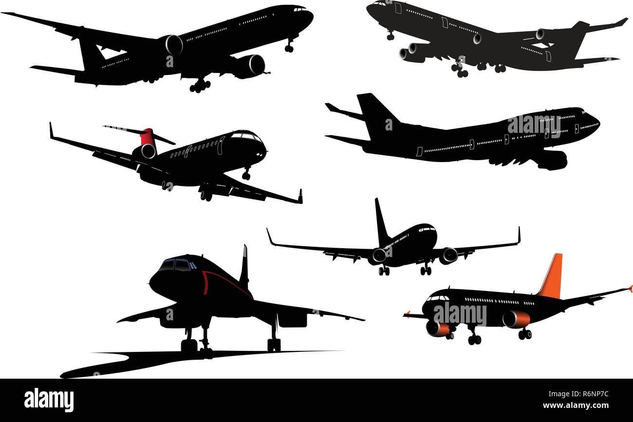 Noir Et Blanc Avion Silhouettes Vector Illustration Image Vectorielle Stock Alamy