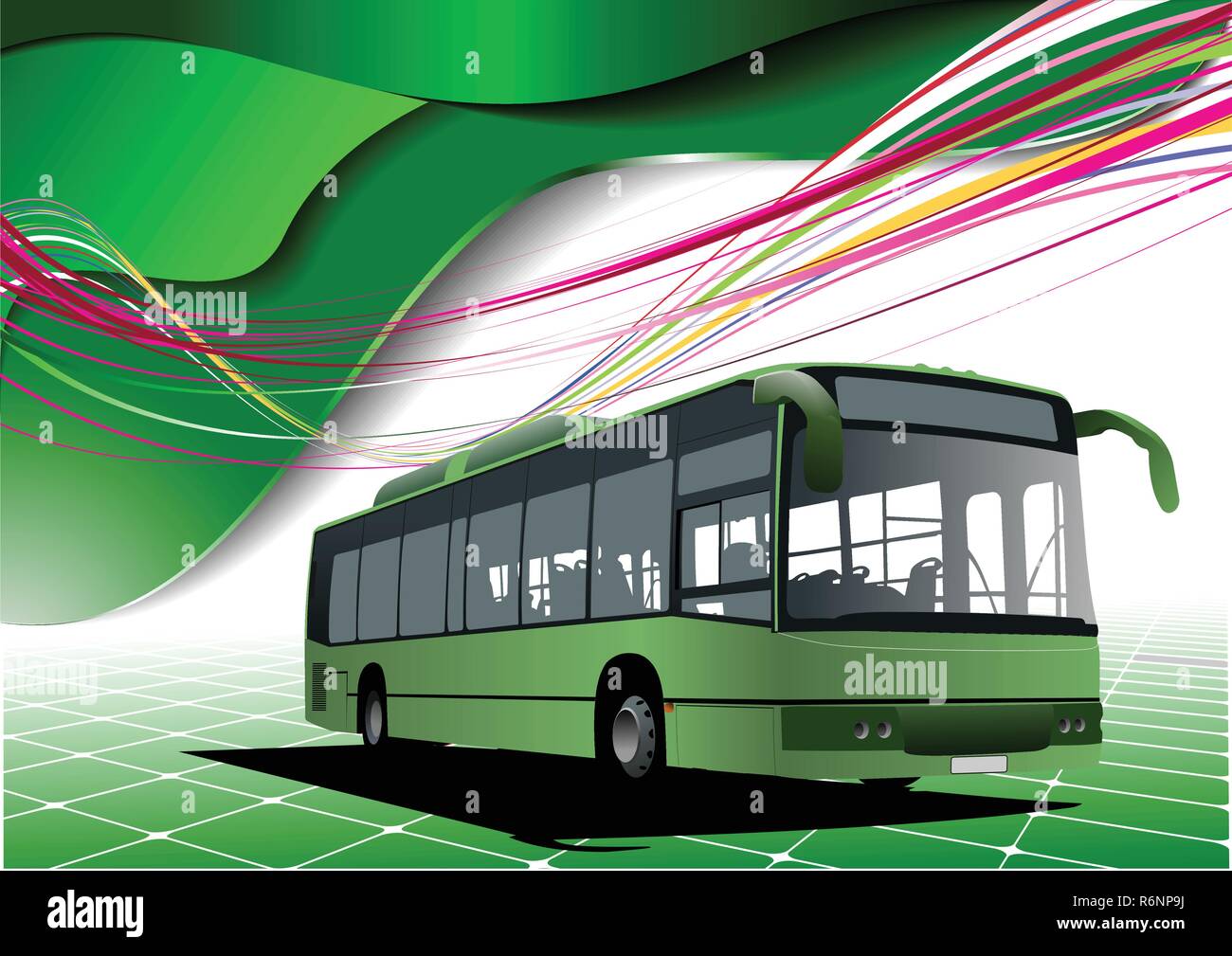 Résumé fond vert avec des images de bus. Vector illustration Illustration de Vecteur