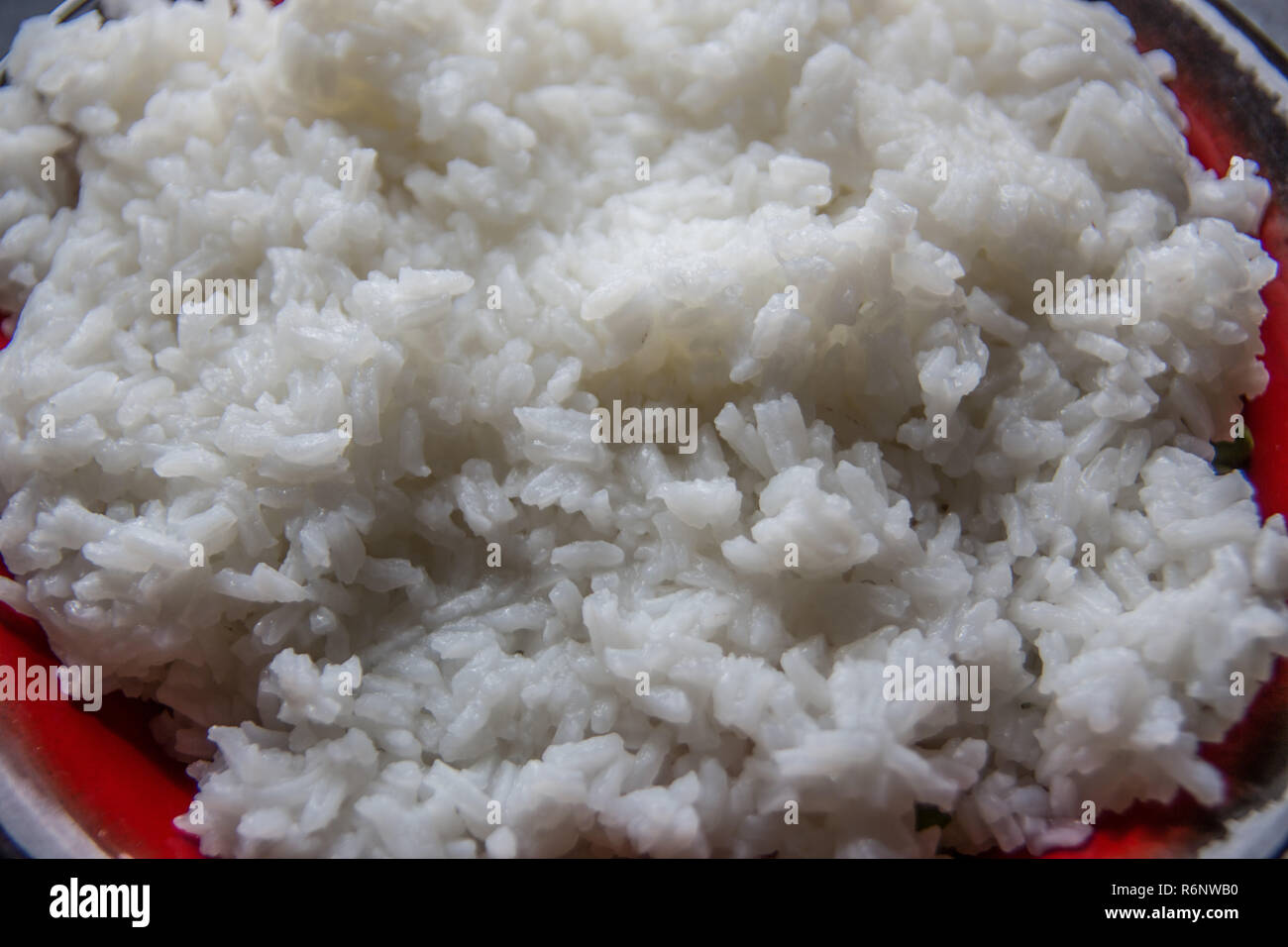 Assiette de riz cuit Banque D'Images