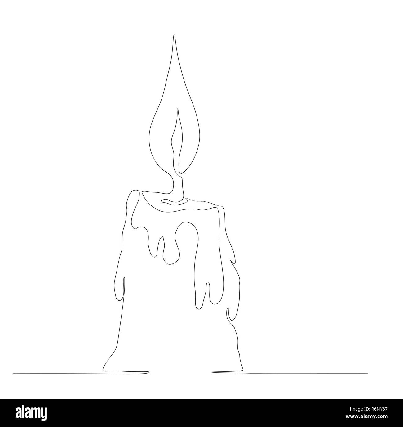 Les bougies faites en oneline.style dessin une ligne continue. Vector illustration. Illustration de Vecteur