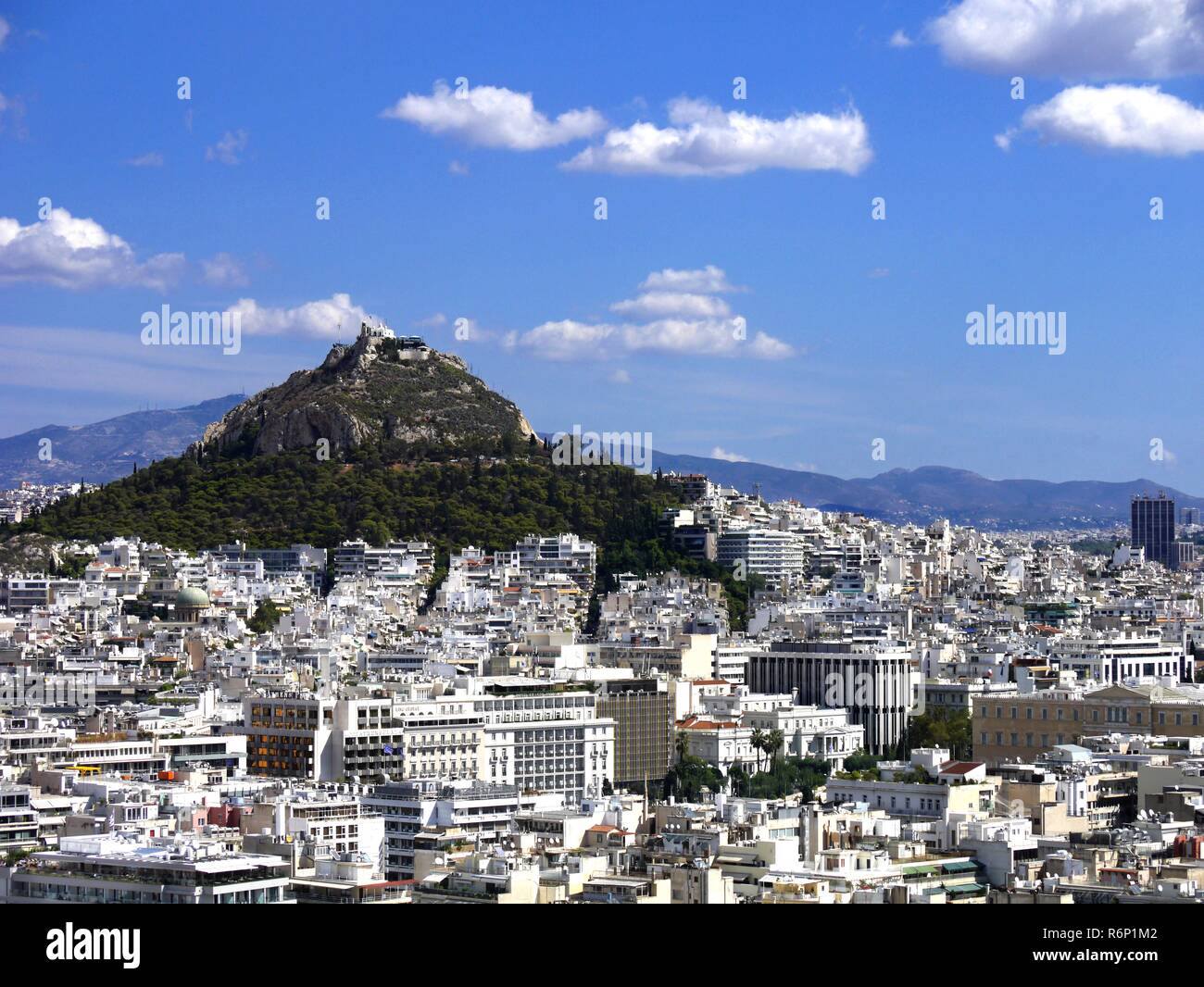 Vue panoramique d'Athènes à partir du haut de l'Acropole, Grèce Banque D'Images